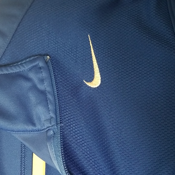 💥NIKE Men's Zip Warm up Shirt XL, Royal Blue/White stripes w/pockets EUC CL# 64 - Picture 4 of 5